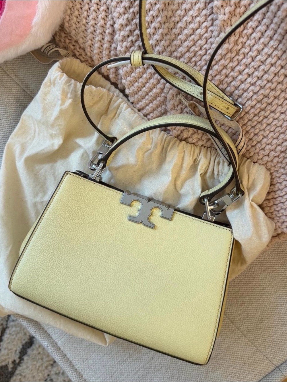 Tory Burch Yellow Top-Handle Leather Shoulder Bag